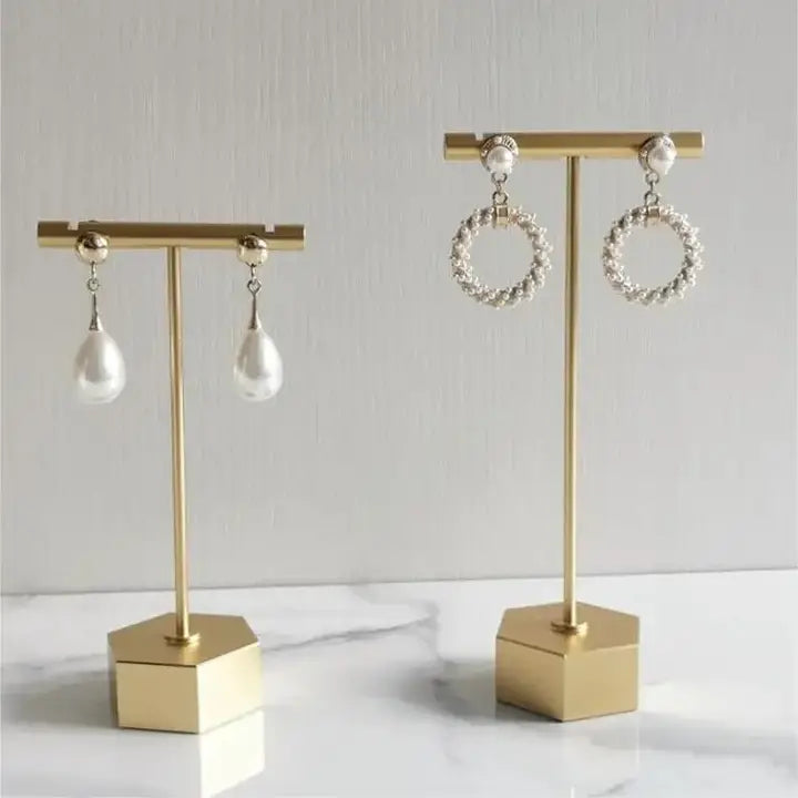 Metal Earring Display Stand, Gold T-Bar Earring Holder