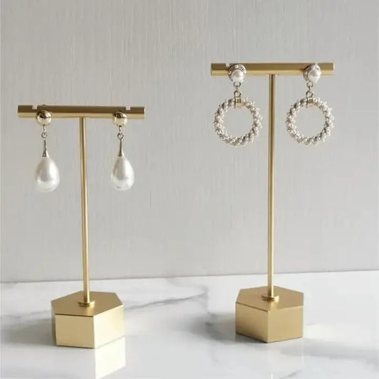 Metal Earring Display Stand, Gold T-Bar Earring Holder
