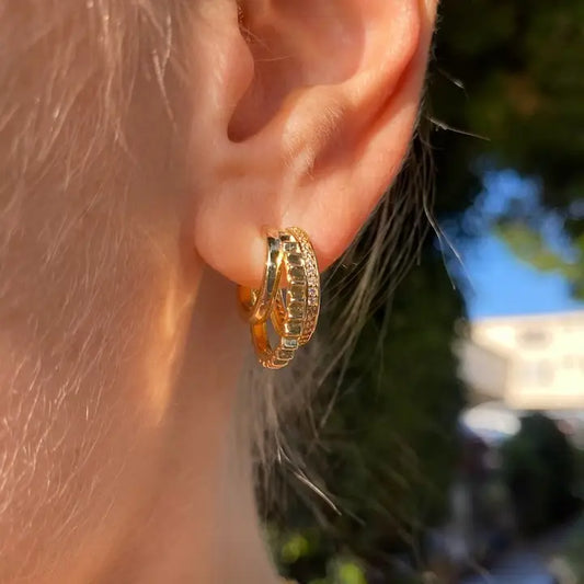 Triple Threat Huggies- 14K Gold Vermeil