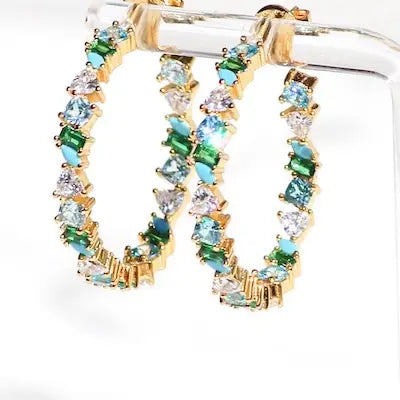 Vienna Mini Hoops- Green Opal + 14K Gold Vermeil