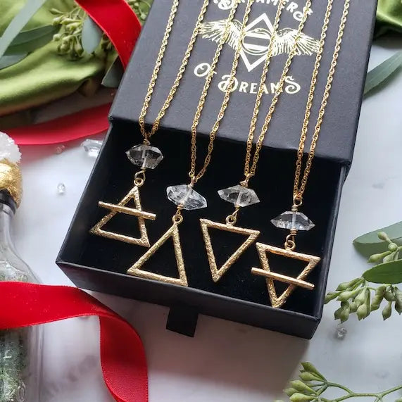Gold Alchemy Element Necklaces Fire, Water, Air, Earth