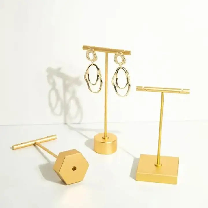 Metal Earring Display Stand, Gold T-Bar Earring Holder