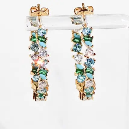 Vienna Mini Hoops- Green Opal + 14K Gold Vermeil
